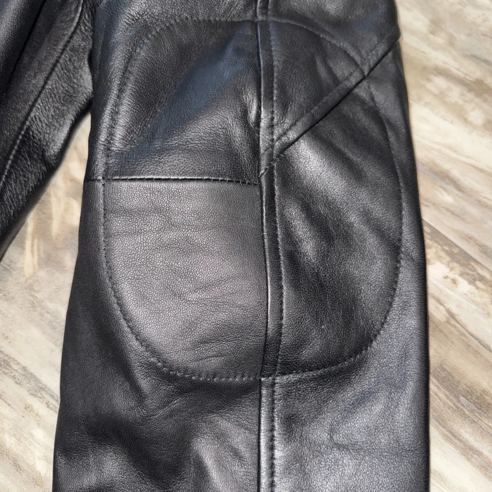 Black Soft Lightweight Leather Dress Jacket Coat Lined Men's Size XL